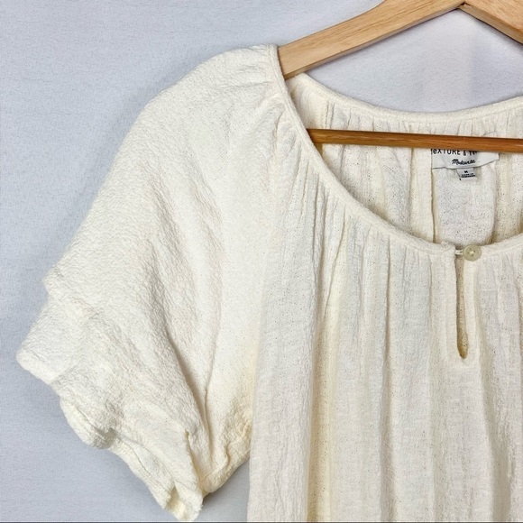 Madewell Texture & Thread Ivory White Tiered Sleeve Blouse M - Picture 6 of 6